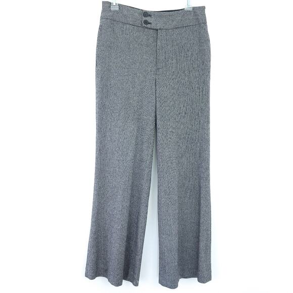 Club Monaco Herringbone Wool Pants Size 6 Career Work Pants Black White - Picture 2 of 8